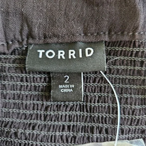 Torrid Black Smocked Babydoll Halter Top Women's 2X Dark Cottagecore Flattering - Picture 7 of 10